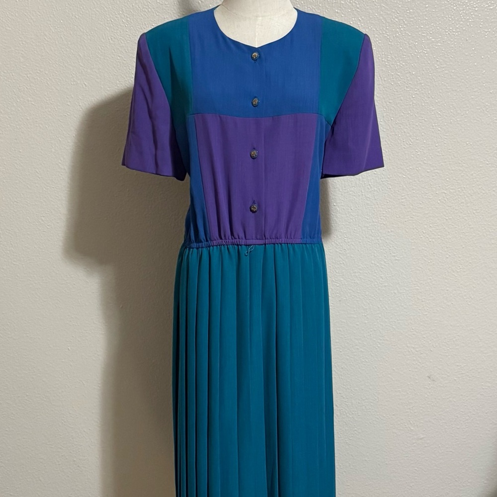 Vintage Leslie Fay Women’s Maxi Dress Size 14 Retro Classic Elegant